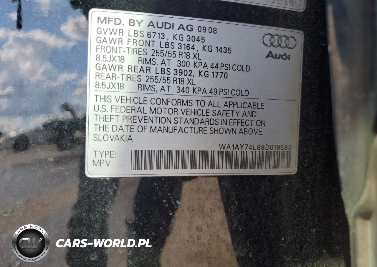 2009 Audi Q7 3.6 Quattro VIN:WA1AY74L89D019583 - 13