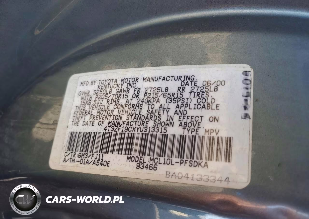2004 Toyota Sienna Ce VIN:4T3ZF19CXYU313315 - 13