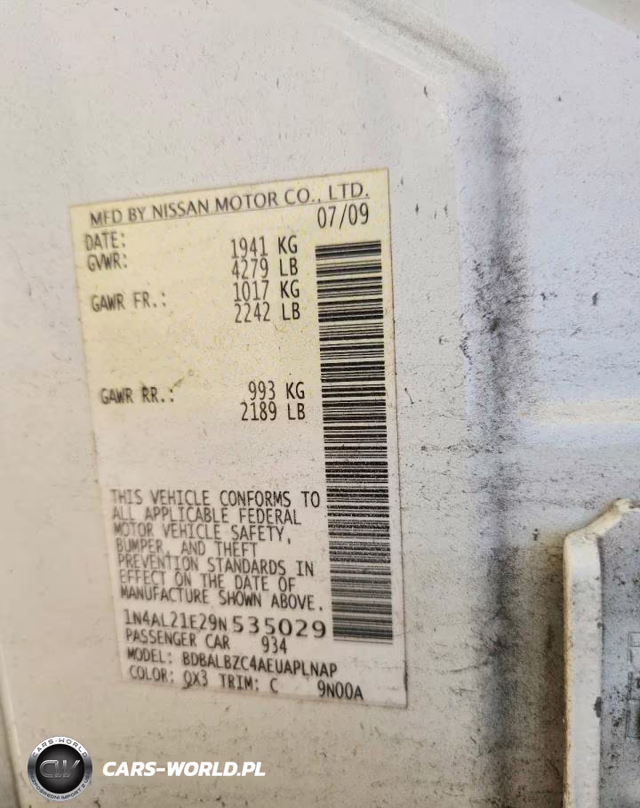 2009 Nissan Altima 2.5 VIN:1N4AL21E29N535029 - 12