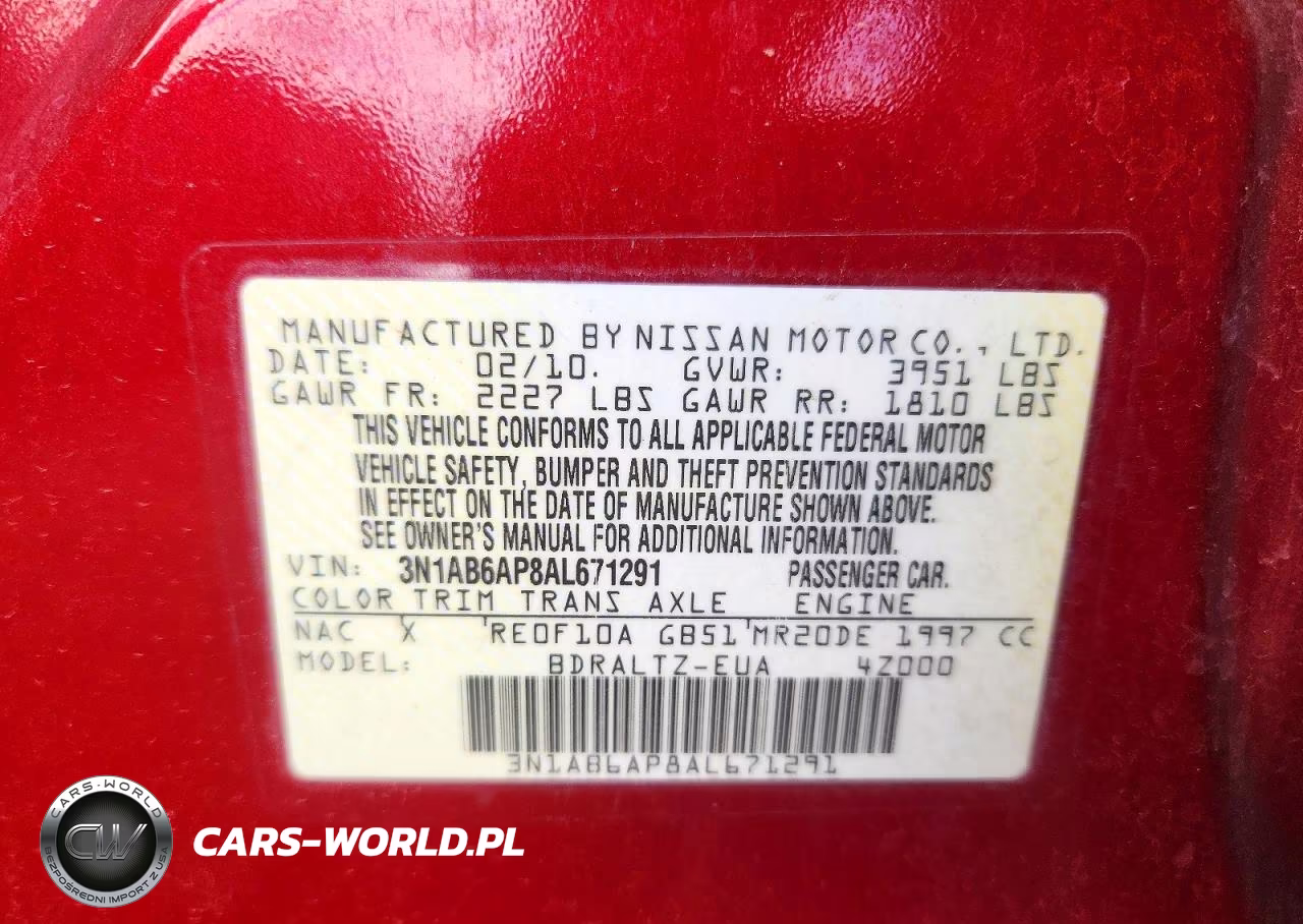 2010 Nissan Sentra 2.0 VIN:3N1AB6AP8AL671291 - 12