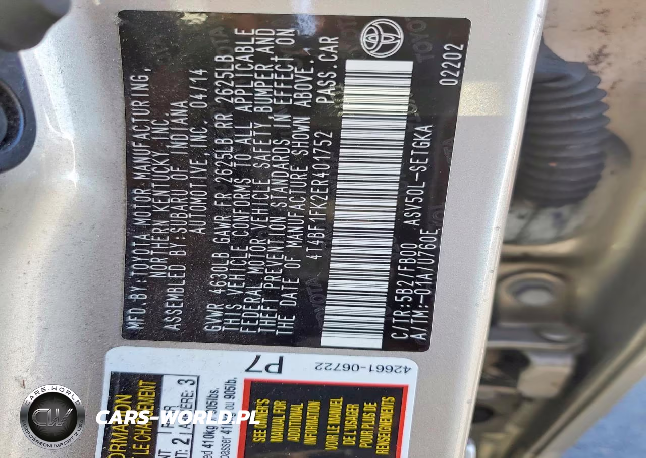 2014 Toyota Camry Xle VIN:4T4BF1FK2ER401752 - 12