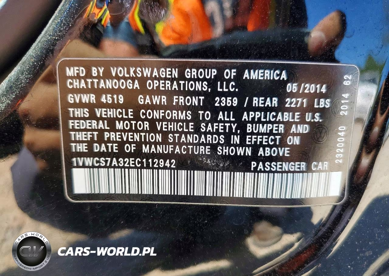 2014 Volkswagen Passat Sel VIN:1VWCS7A32EC112942 - 12