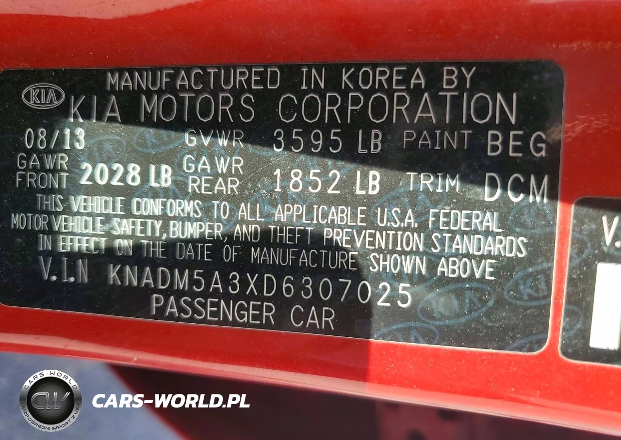 2013 Kia Rio Lx VIN:KNADM5A3XD6307025 - 12