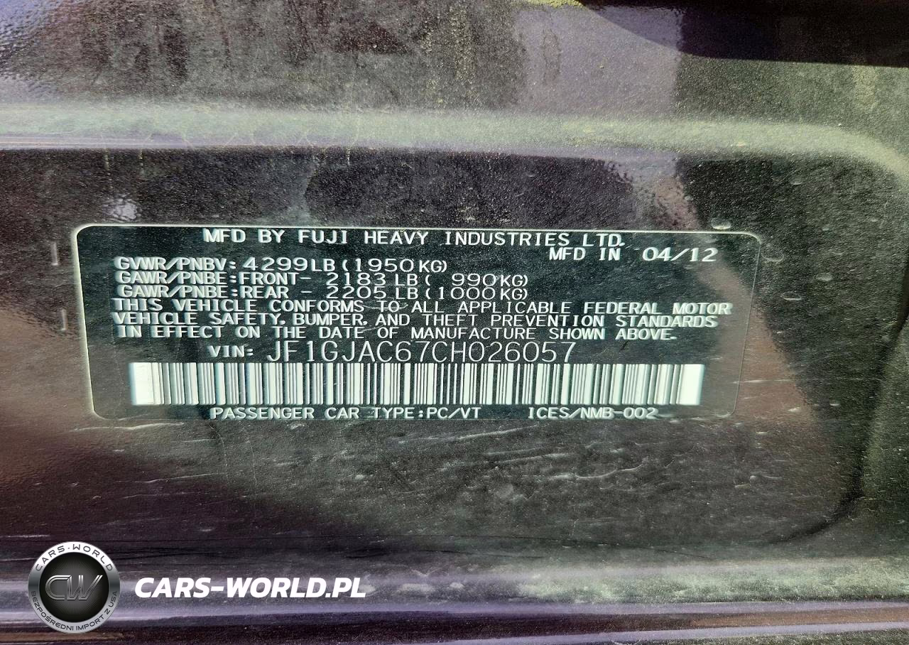 2012 Subaru Impreza Premium VIN:JF1GJAC67CH026057 - 12