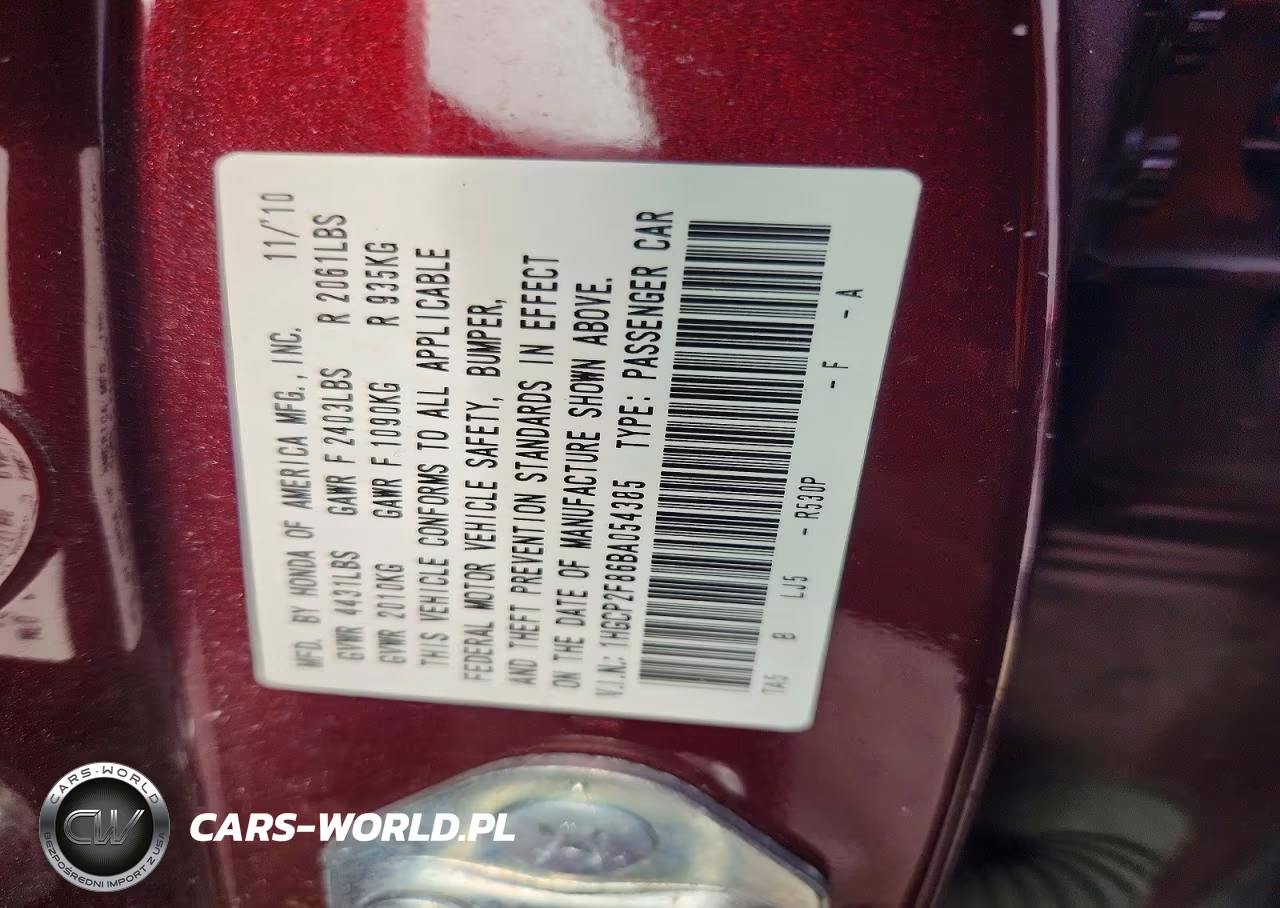 2011 Honda Accord Exl VIN:1HGCP2F86BA054385 - 12