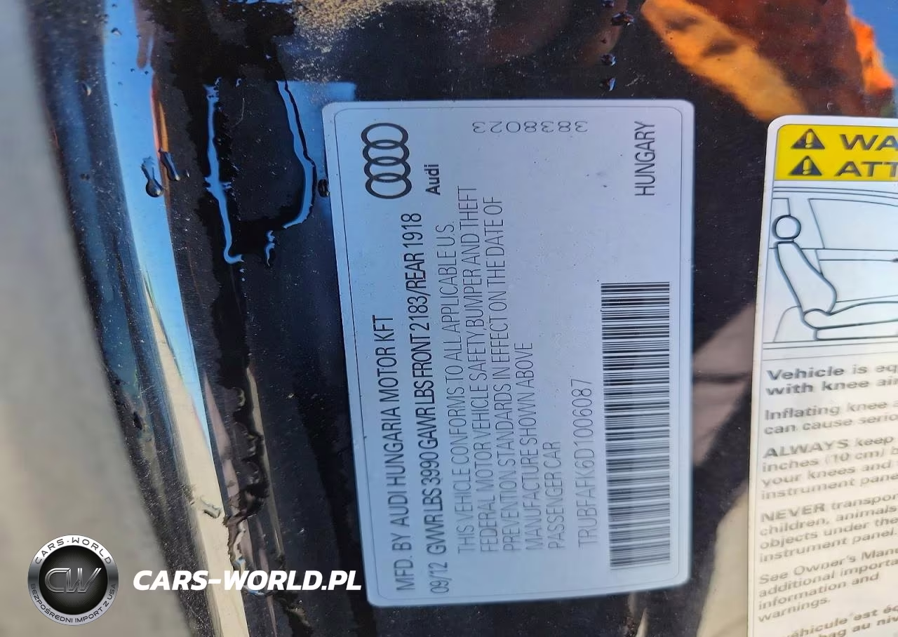2013 Audi Tt Premium Plus VIN:TRUBFAFK6D1006087 - 12
