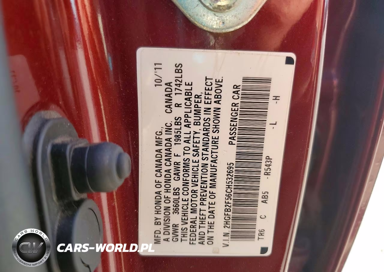 2012 Honda Civic Lx VIN:2HGFB2F56CH532695 - 12