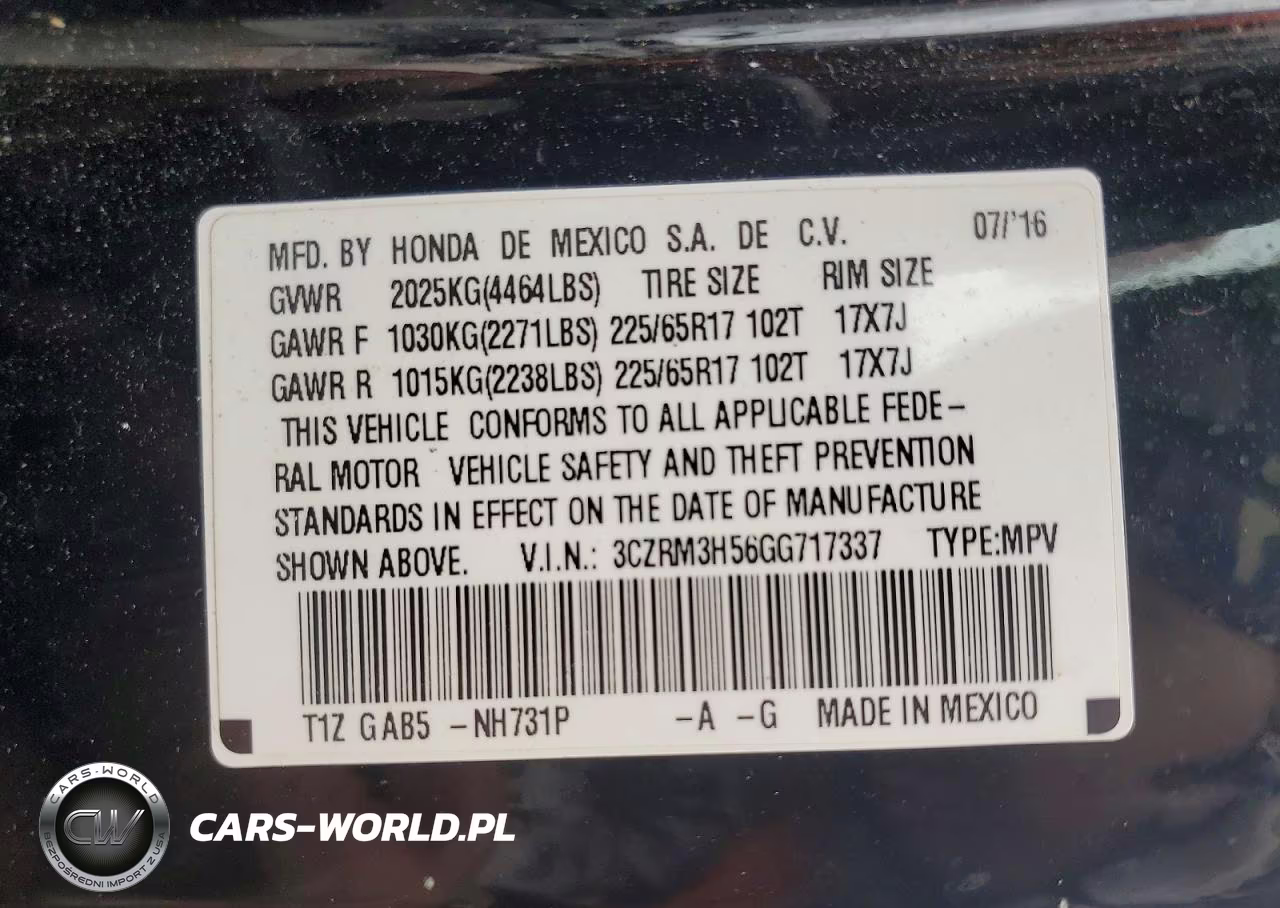 2016 Honda Cr-V Ex VIN:3CZRM3H56GG717337 - 14