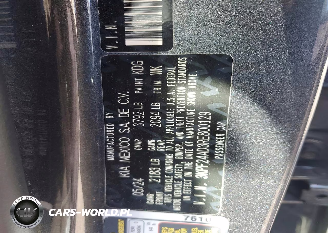 2024 Kia Forte Lxs VIN:3KPF24AD3RE800129 - 12
