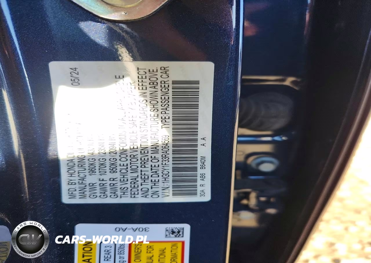 2024 Honda Accord Ex VIN:1HGCY1F33RA064569 - 12
