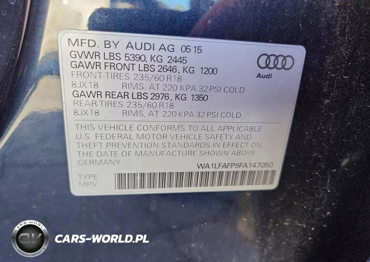 2015 Audi Q5 Premium Plus VIN:WA1LFAFP9FA147050 - 13