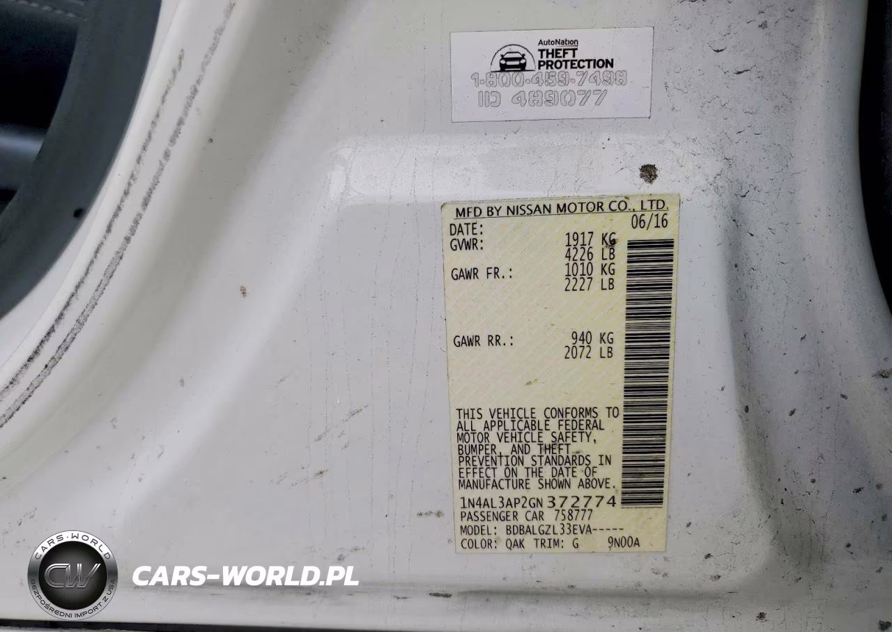 2016 Nissan Altima 2.5 S VIN:1N4AL3AP2GN372774 - 13