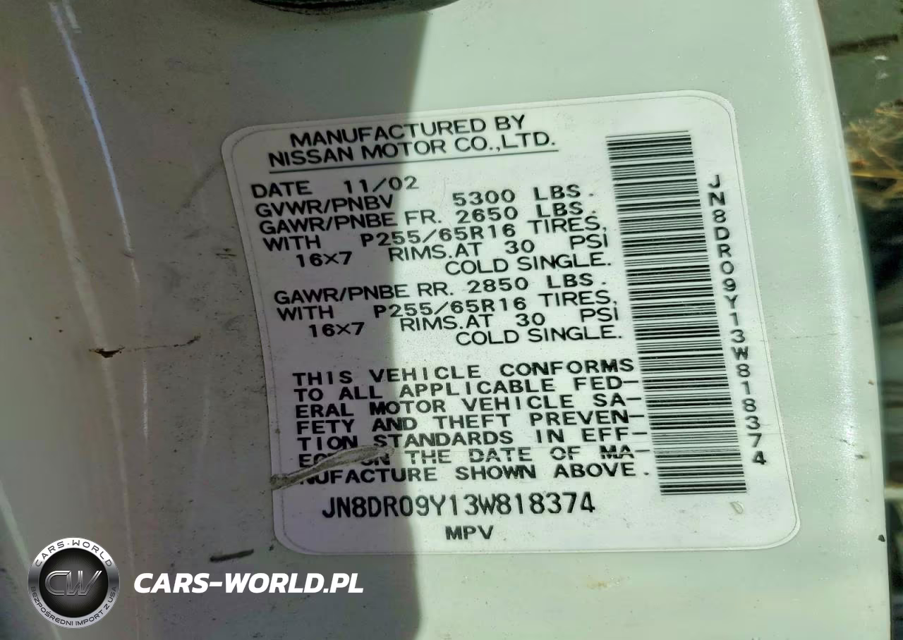 2003 Nissan Pathfinder Se VIN:JN8DR09Y13W818374 - 12