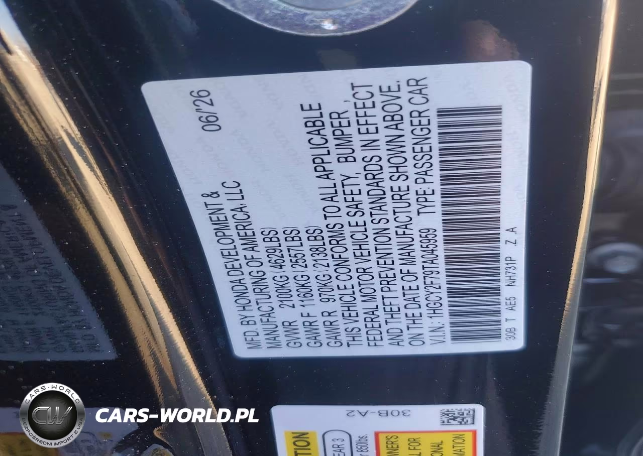 2026 Honda Accord Hybrid Sport-L VIN:1HGCY2F79TA045959 - 12
