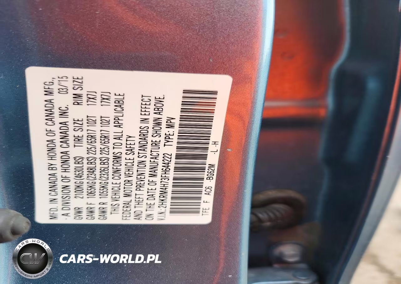 2015 Honda Cr-V Exl VIN:2HKRM4H73FH644222 - 13