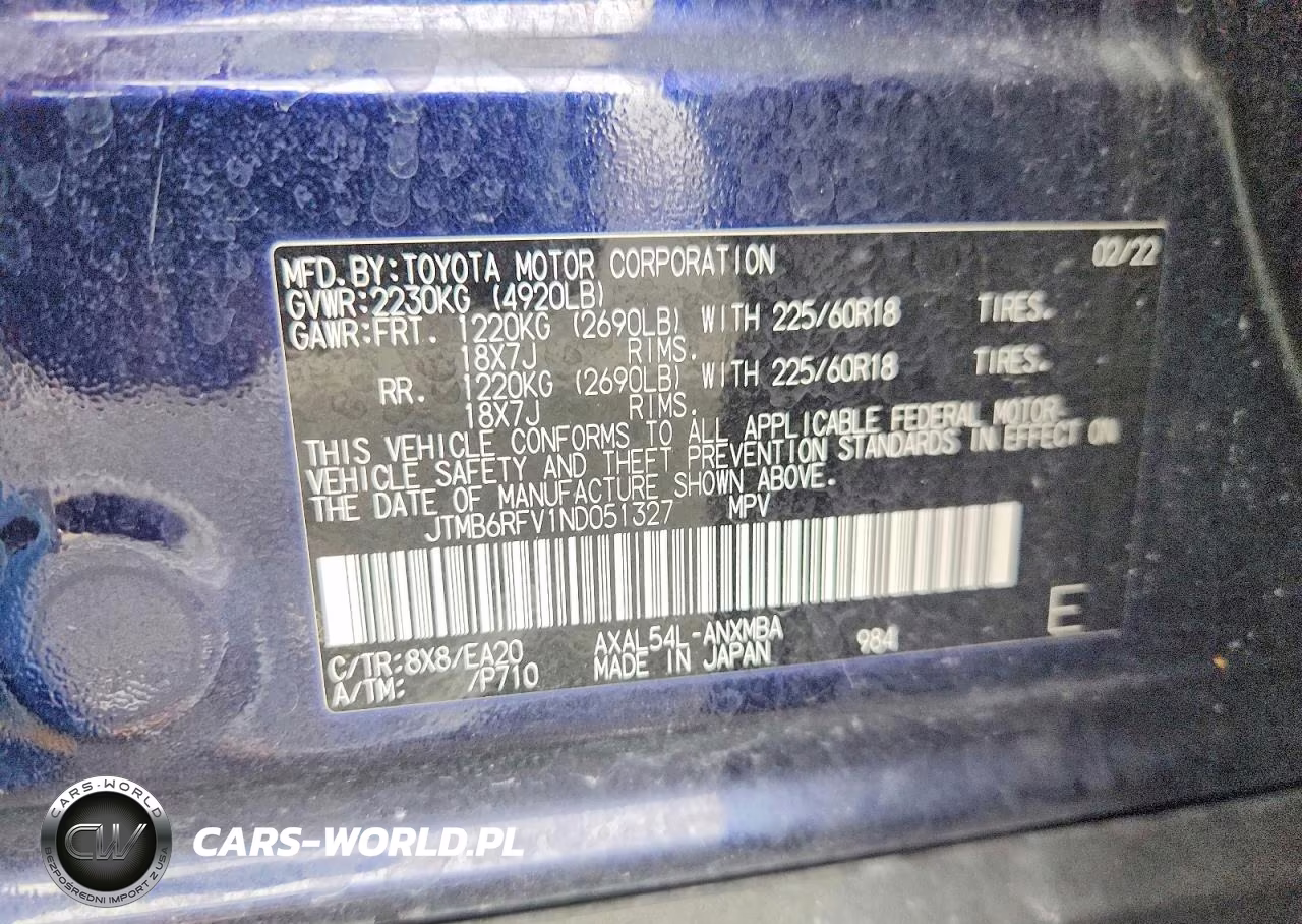 2022 Toyota Rav4 Xle Premium VIN:JTMB6RFV1ND051327 - 13