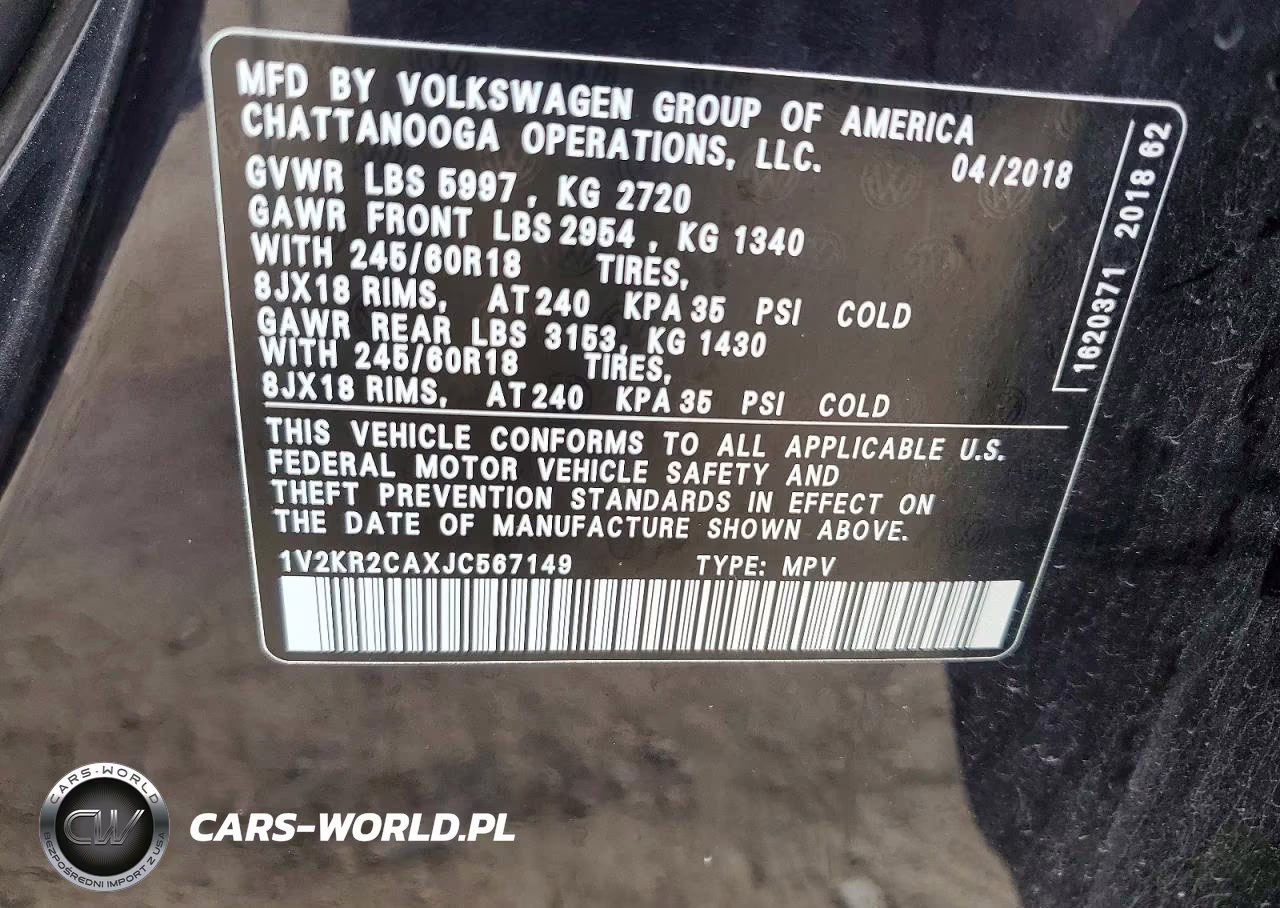 2018 Volkswagen Atlas Se VIN:1V2KR2CAXJC567149 - 13