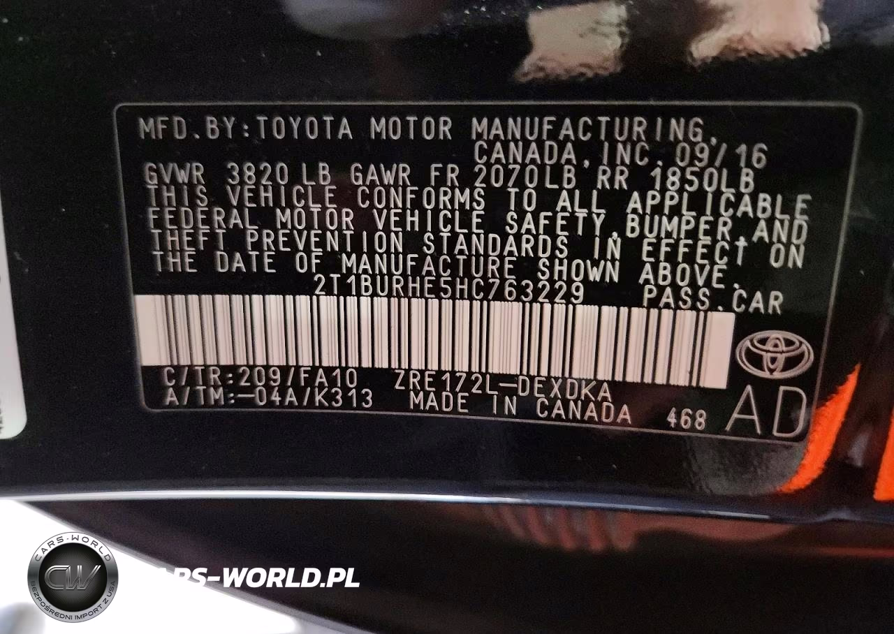 2017 Toyota Corolla L VIN:2T1BURHE5HC763229 - 12