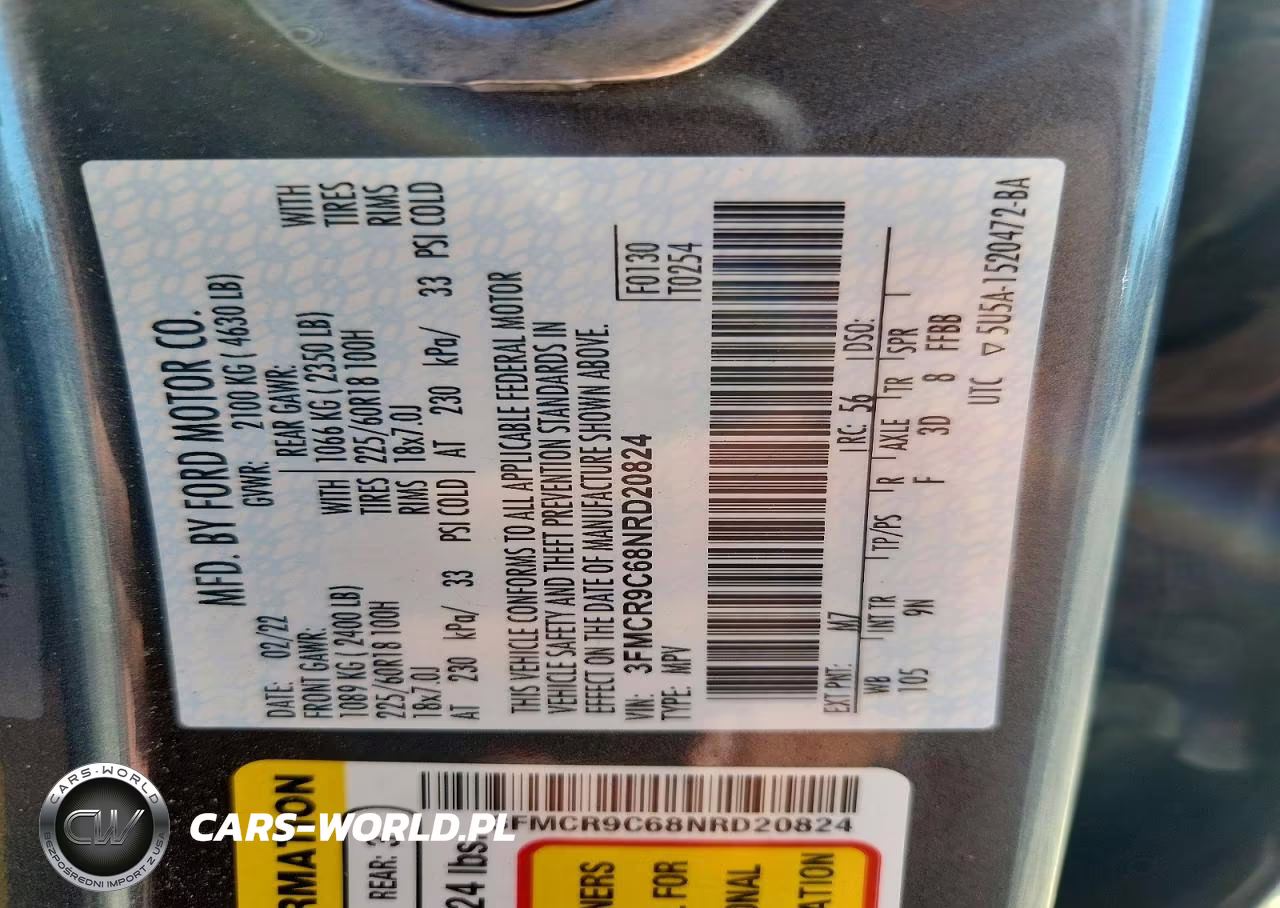 2022 Ford Bronco Sport Outer Banks VIN:3FMCR9C68NRD20824 - 12