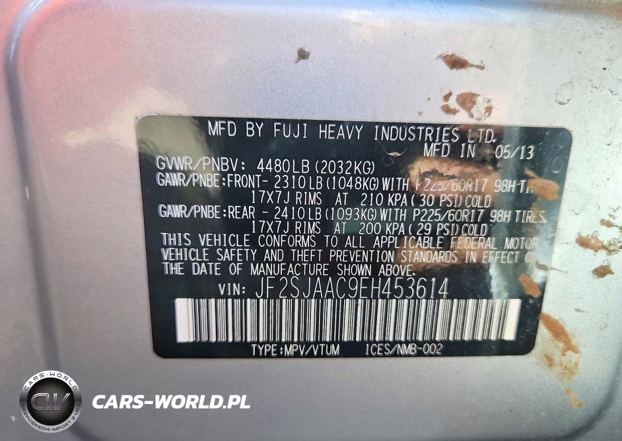2014 Subaru Forester 2.5I VIN:JF2SJAAC9EH453614 - 13