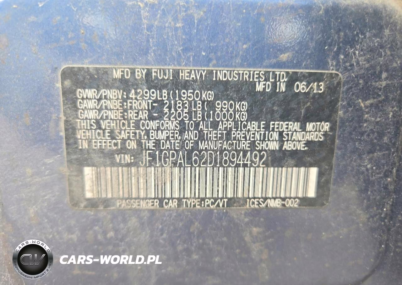 2013 Subaru Impreza Sport Premium VIN:JF1GPAL62D1894492 - 13