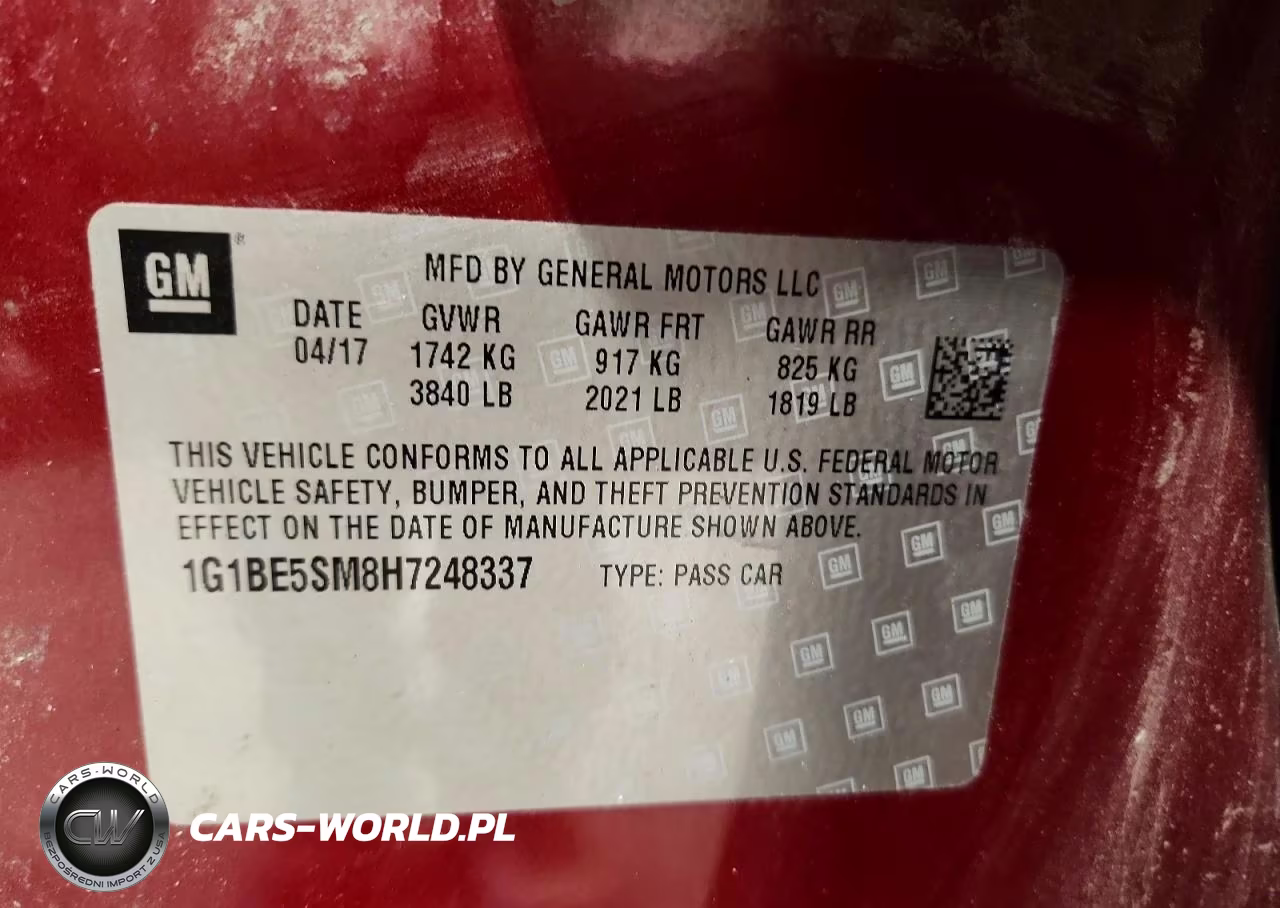 2017 Chevrolet Cruze Lt VIN:1G1BE5SM8H7248337 - 12