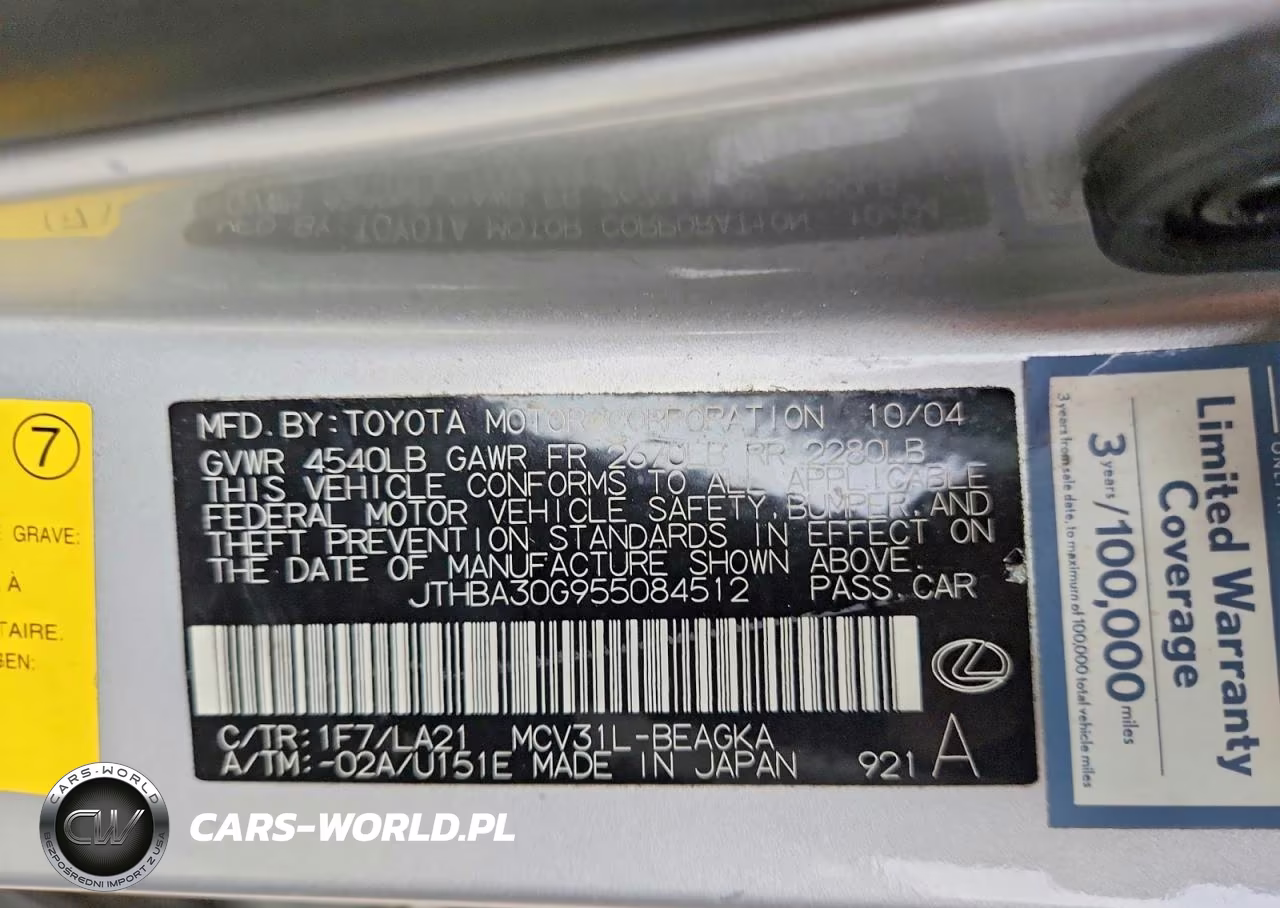 2005 Lexus Es 330 VIN:JTHBA30G955084512 - 12