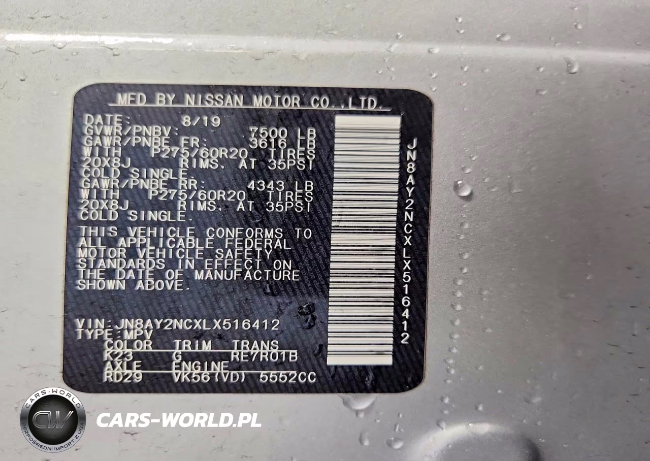 2020 Nissan Armada Sl VIN:JN8AY2NCXLX516412 - 13