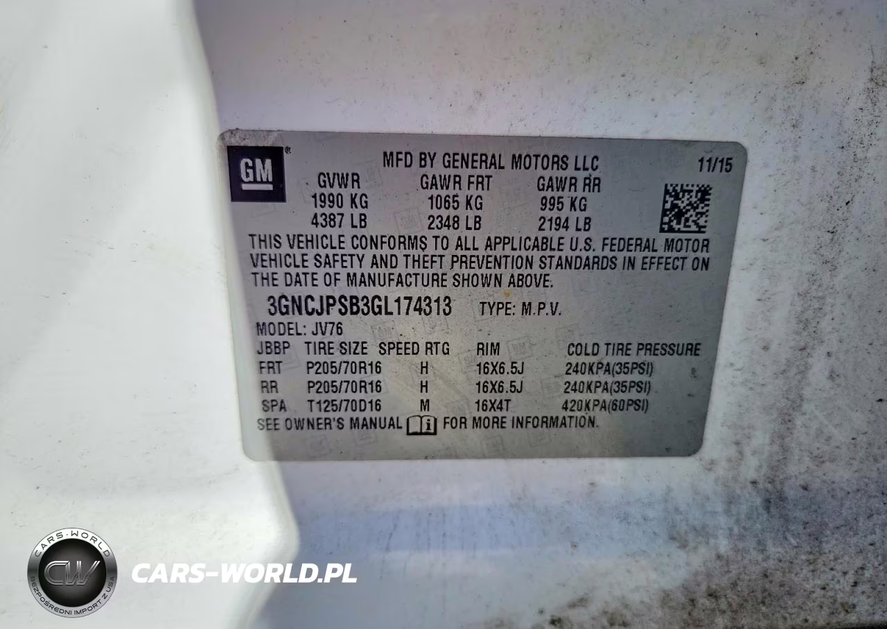 2016 Chevrolet Trax 1Lt VIN:3GNCJPSB3GL174313 - 13