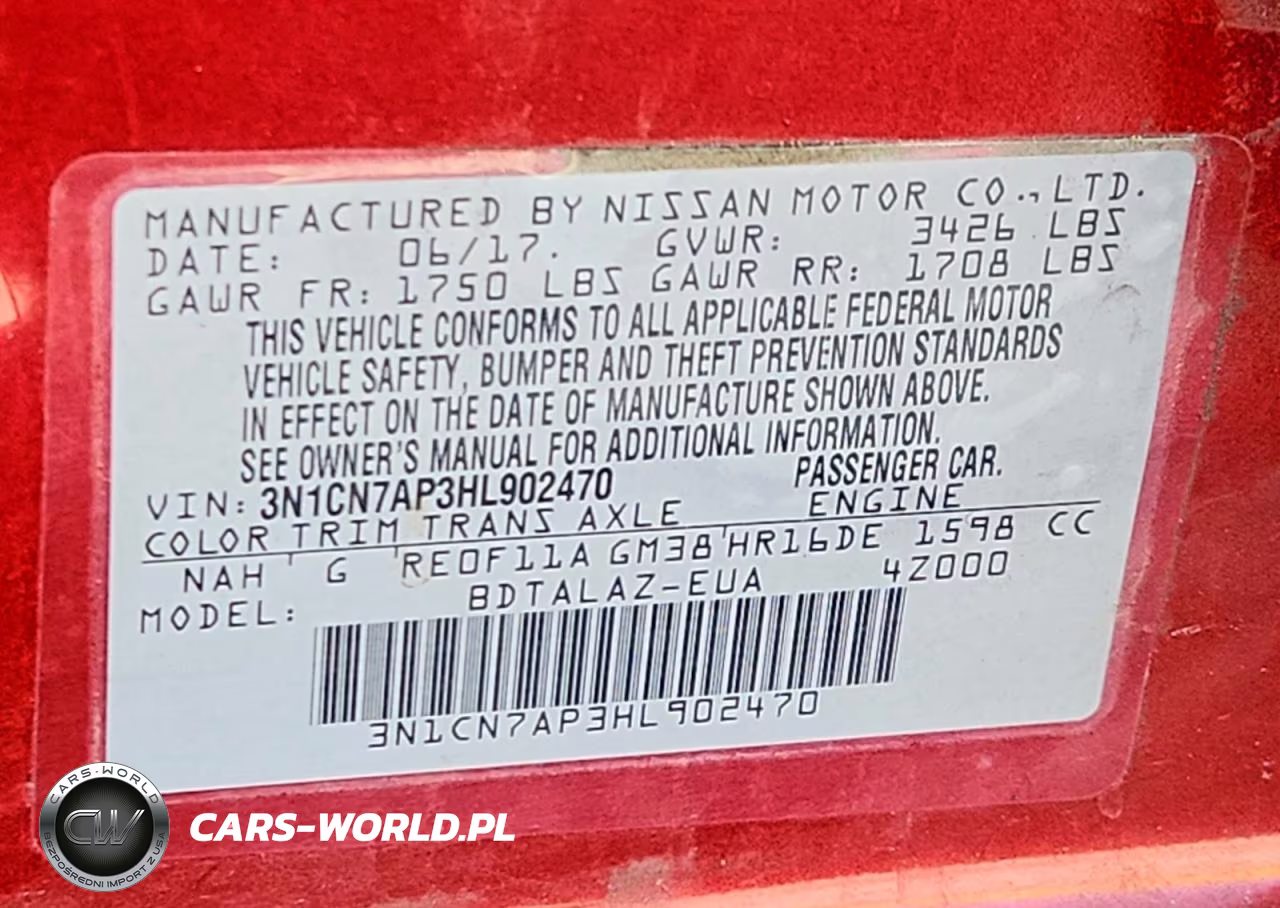 2017 Nissan Versa 1.6 S Plus VIN:3N1CN7AP3HL902470 - 12