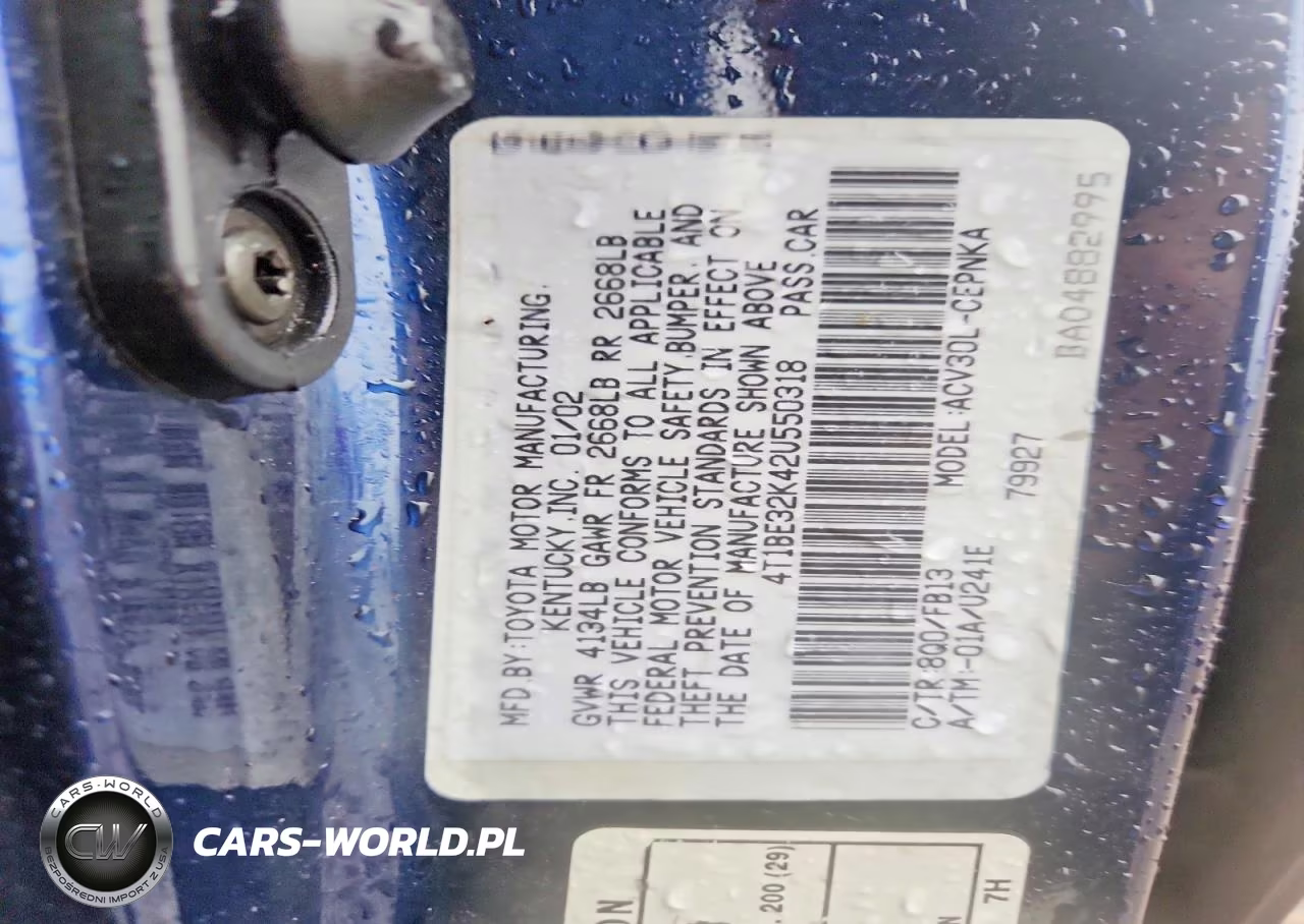 2002 Toyota Camry Le VIN:4T1BE32K42U550318 - 12