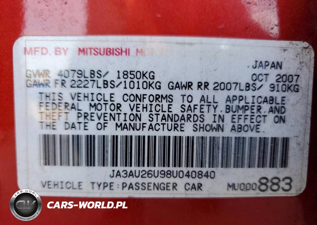 2008 Mitsubishi Lancer Es VIN:JA3AU26U98U040840 - 12