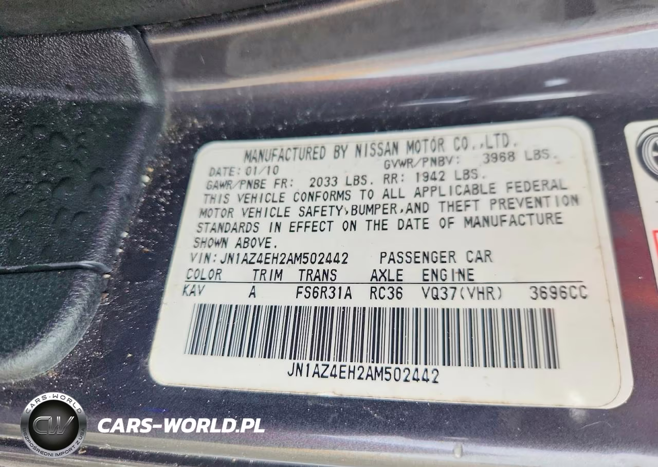 2010 Nissan 370Z Base VIN:JN1AZ4EH2AM502442 - 13