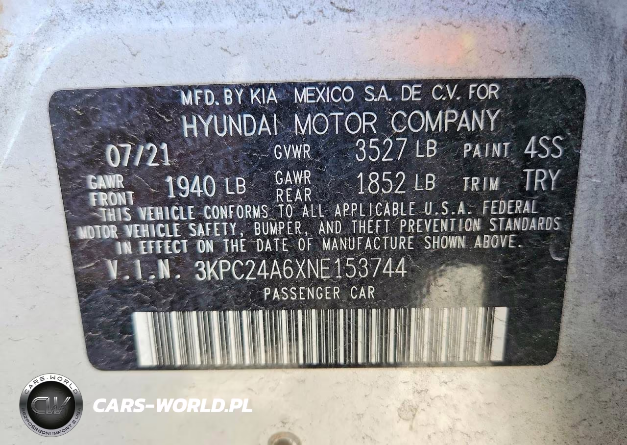 2022 Hyundai Accent Sel VIN:3KPC24A6XNE153744 - 12