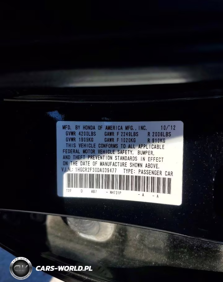 2013 Honda Accord Lx VIN:1HGCR2F30DA039477 - 13