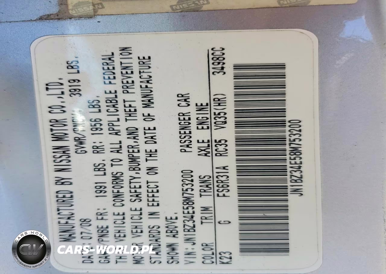 2008 Nissan 350Z Base VIN:JN1BZ34E58M753200 - 12