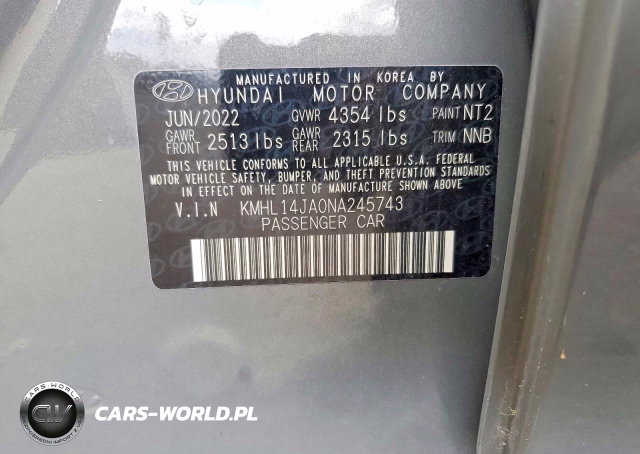 2022 Hyundai Sonata Sel VIN:KMHL14JA0NA245743 - 13