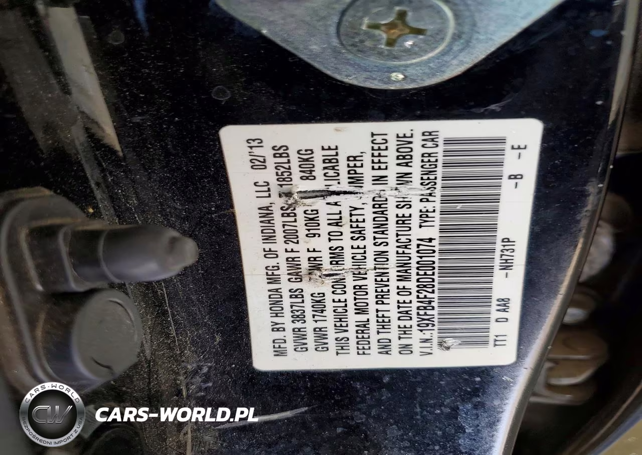 2013 Honda Civic Hybrid VIN:19XFB4F28DE001074 - 13