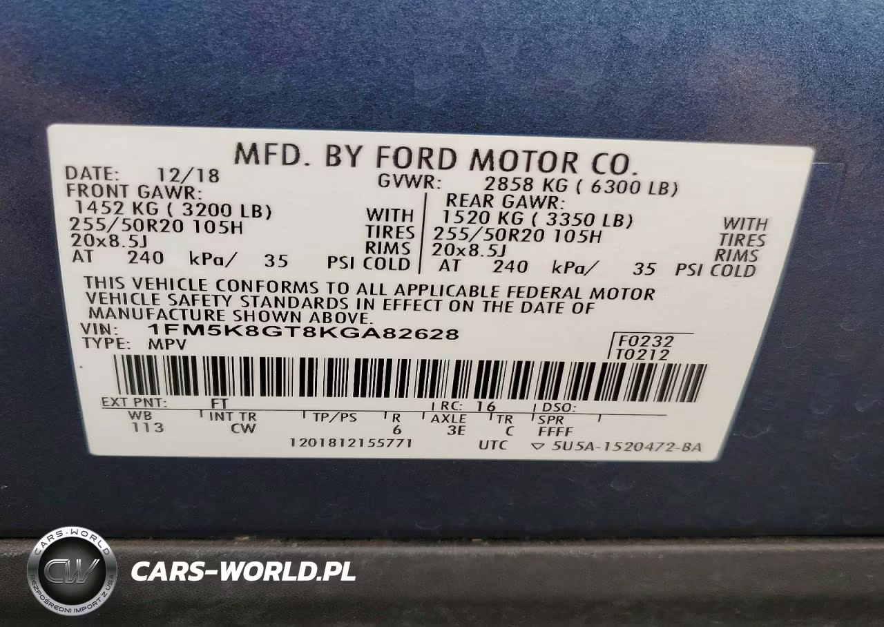 2019 Ford Explorer Sport VIN:1FM5K8GT8KGA82628 - 13
