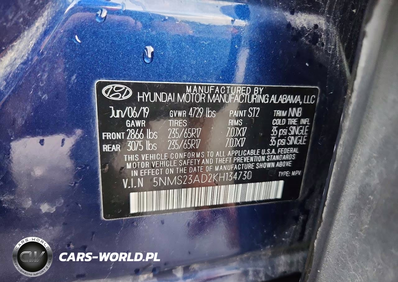 2019 Hyundai Santa Fe Se VIN:5NMS23AD2KH134730 - 13