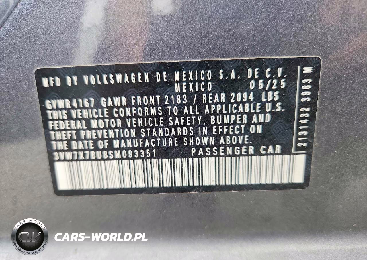 2025 Volkswagen Jetta Se VIN:3VW7X7BU8SM093351 - 13