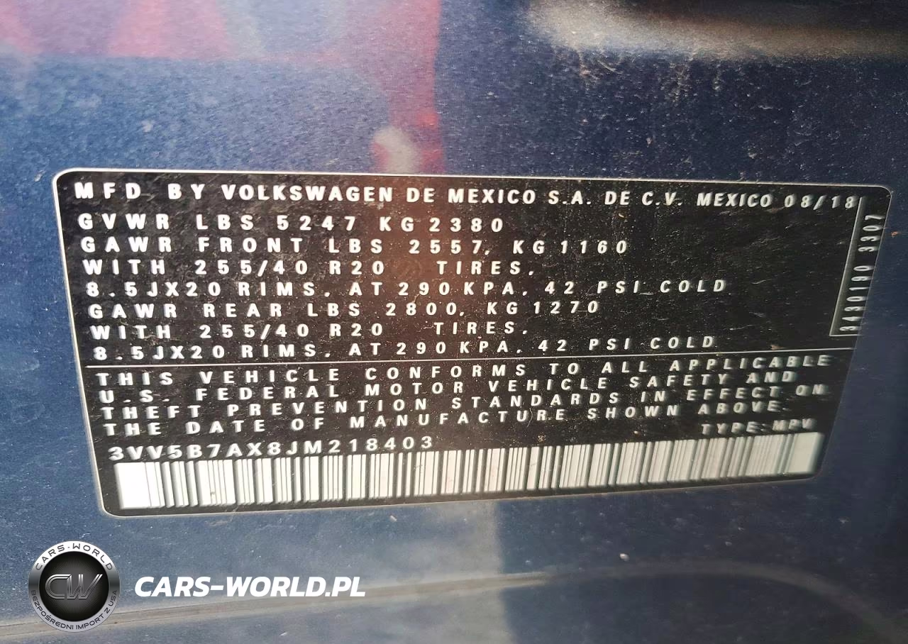 2018 Volkswagen Tiguan Sel Premium VIN:3VV5B7AX8JM218403 - 13