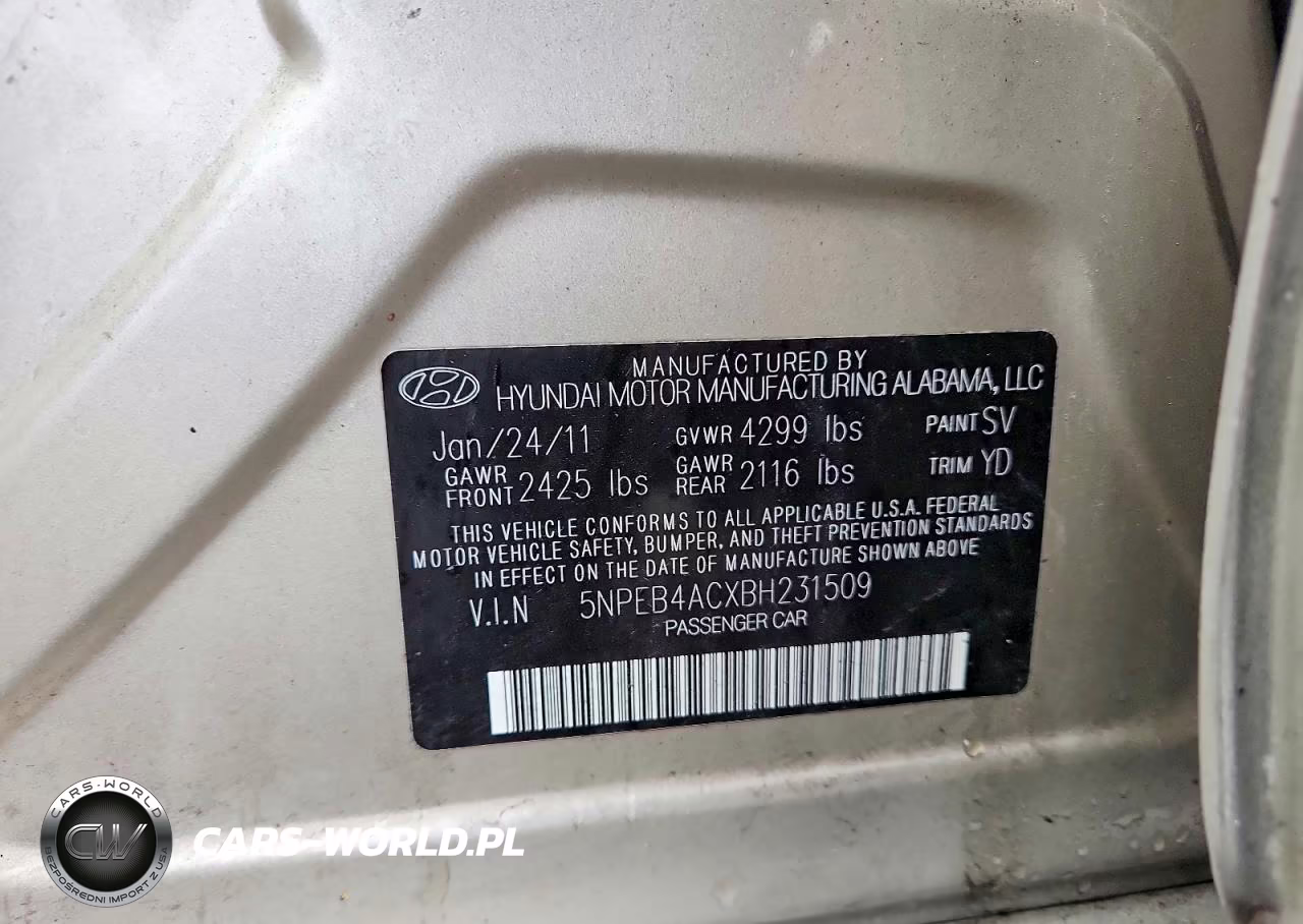 2011 Hyundai Sonata Gls VIN:5NPEB4ACXBH231509 - 12