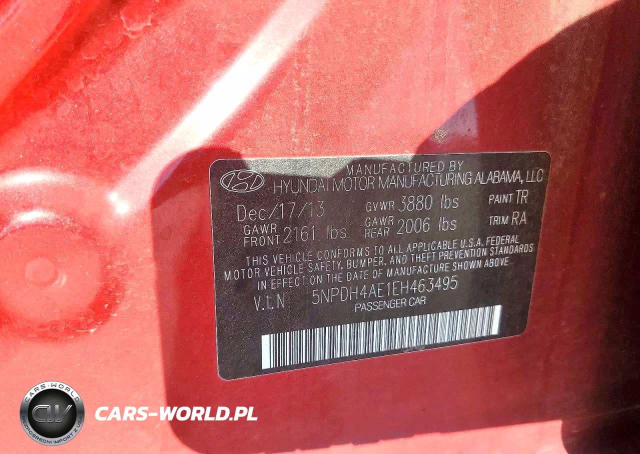 2014 Hyundai Elantra Se VIN:5NPDH4AE1EH463495 - 12