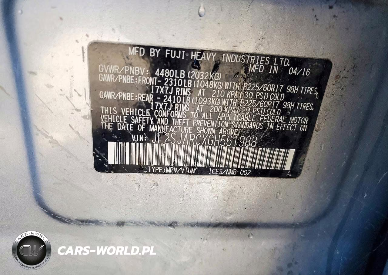 2016 Subaru Forester 2.5I Limited VIN:JF2SJARCXGH561988 - 13