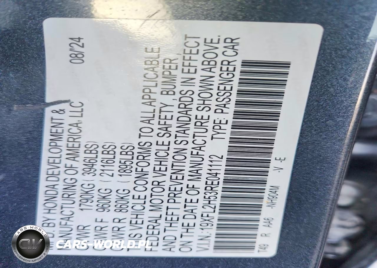 2024 Honda Civic Lx VIN:19XFL2H53RE041112 - 12