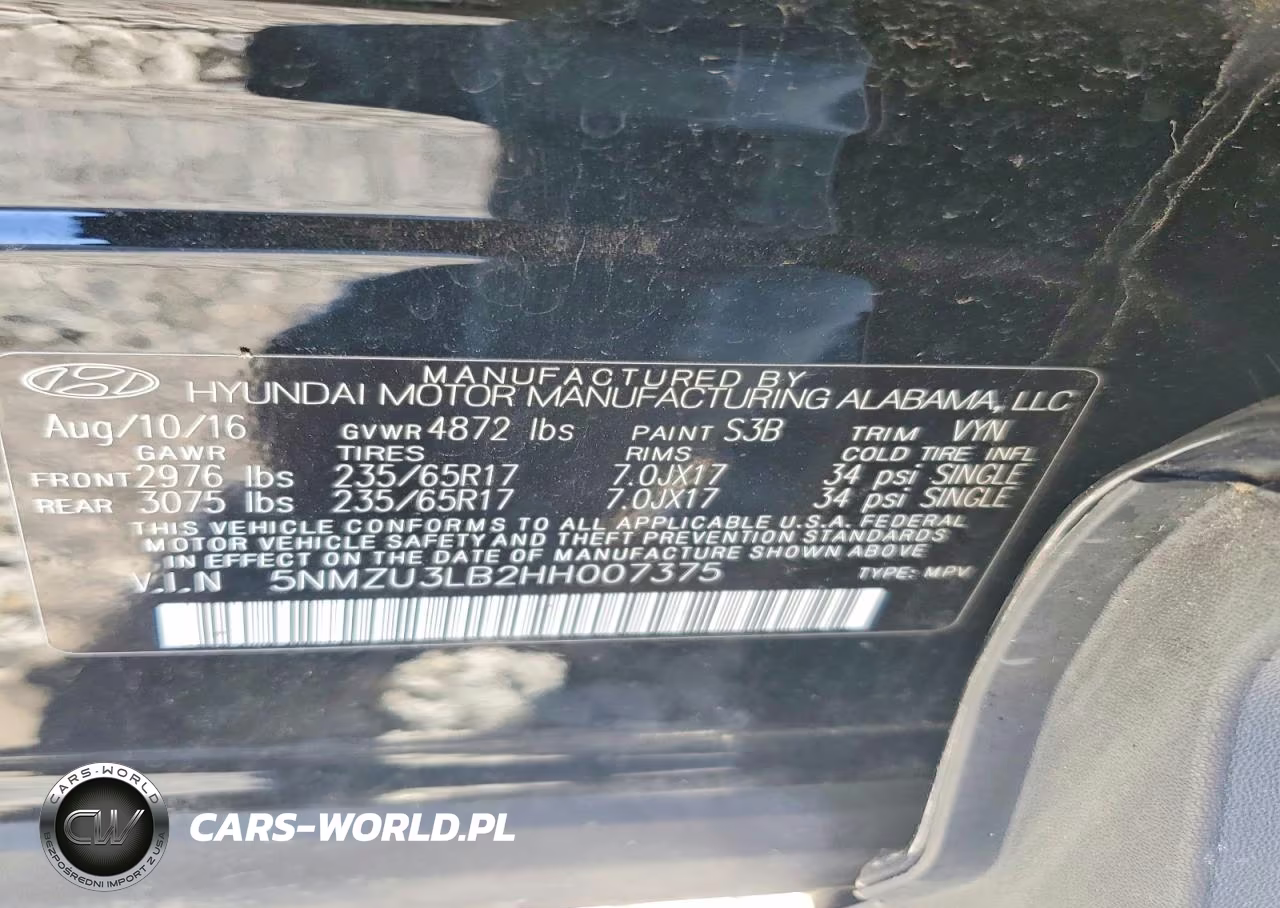 2017 Hyundai Santa Fe Sport 2.4L VIN:5NMZU3LB2HH007375 - 13