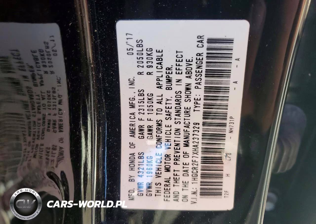2017 Honda Accord Ex VIN:1HGCR2F7XHA237329 - 12