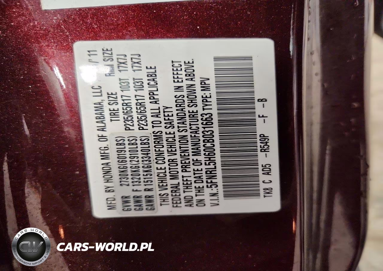 2012 Honda Odyssey Exl VIN:5FNRL5H60CB031663 - 13