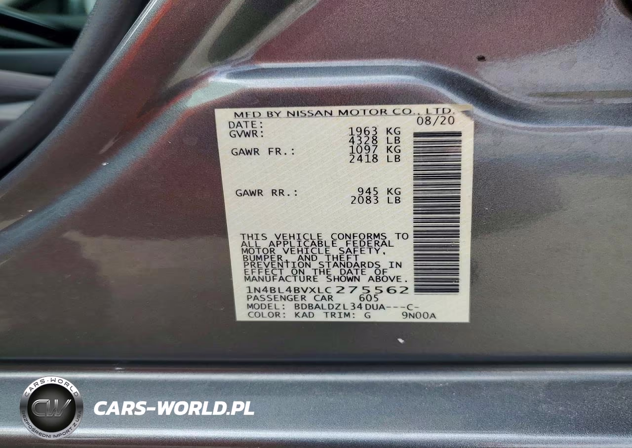 2020 Nissan Altima S VIN:1N4BL4BVXLC275562 - 13
